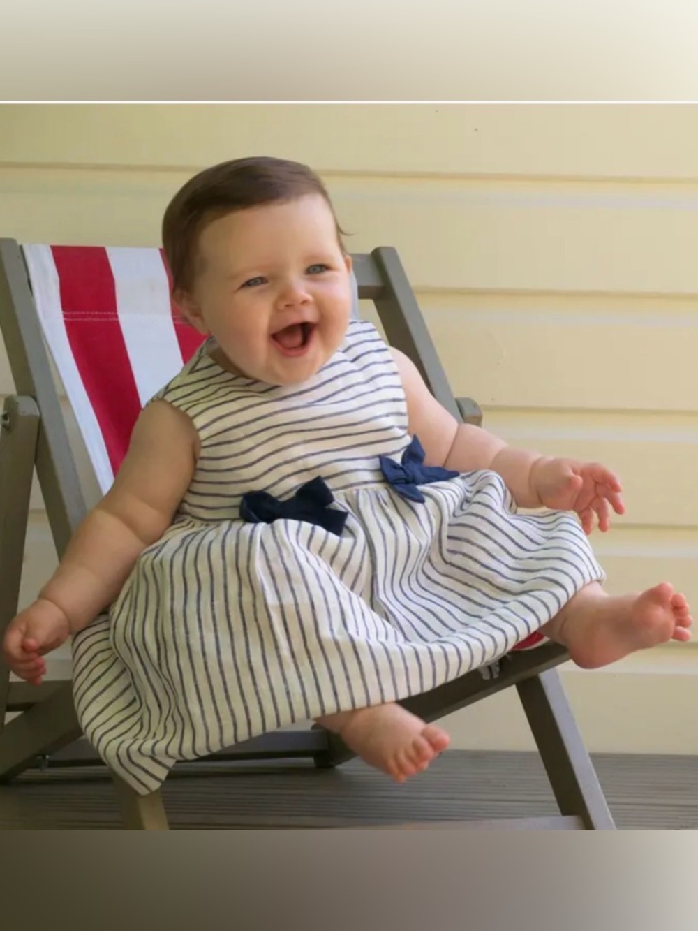RACHEL RILEY Striped Linen Bow Dress - 12M
